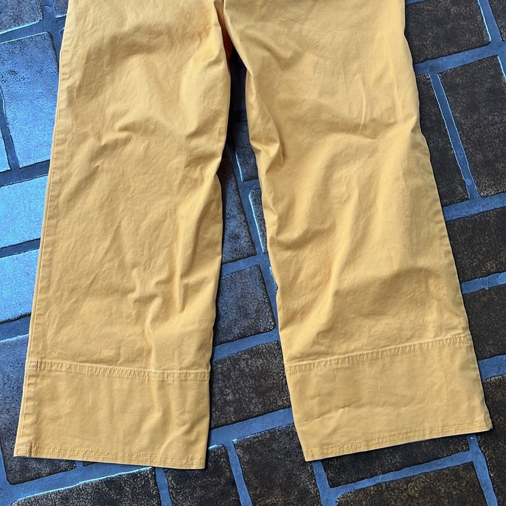 LOFT Mustard Yellow High Rise Tie Waist Cropped Wide Leg Pant - Picture 10 of 12